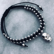 Load image into Gallery viewer, Friendship Bracelet Silver Skull Charm
