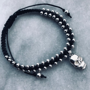 Friendship Bracelet Silver Skull Charm