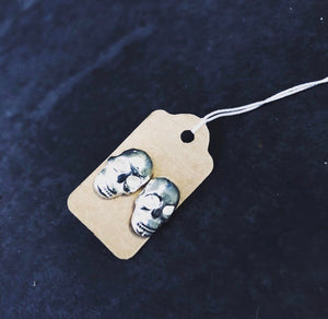 Silver Skull Stud Earrings