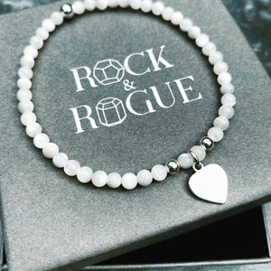 Mother of Pearl and Silver Heart Charm